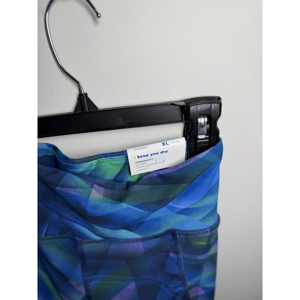Old Navy Girls XL 14-16 PowerSoft Go-Dry High-Rise Ankle Leggings Blue Abstract